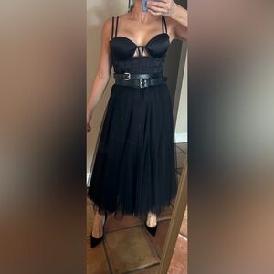 Aqua Black Strapless Midi Dress